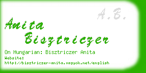 anita bisztriczer business card